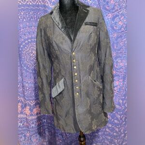 RARE Free People velvet trimmed lined smoking jacket size 4 More Charcoal Black